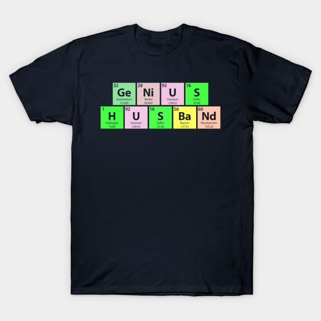 Genius Husband Periodic Table T-Shirt by Gold Wings Tees